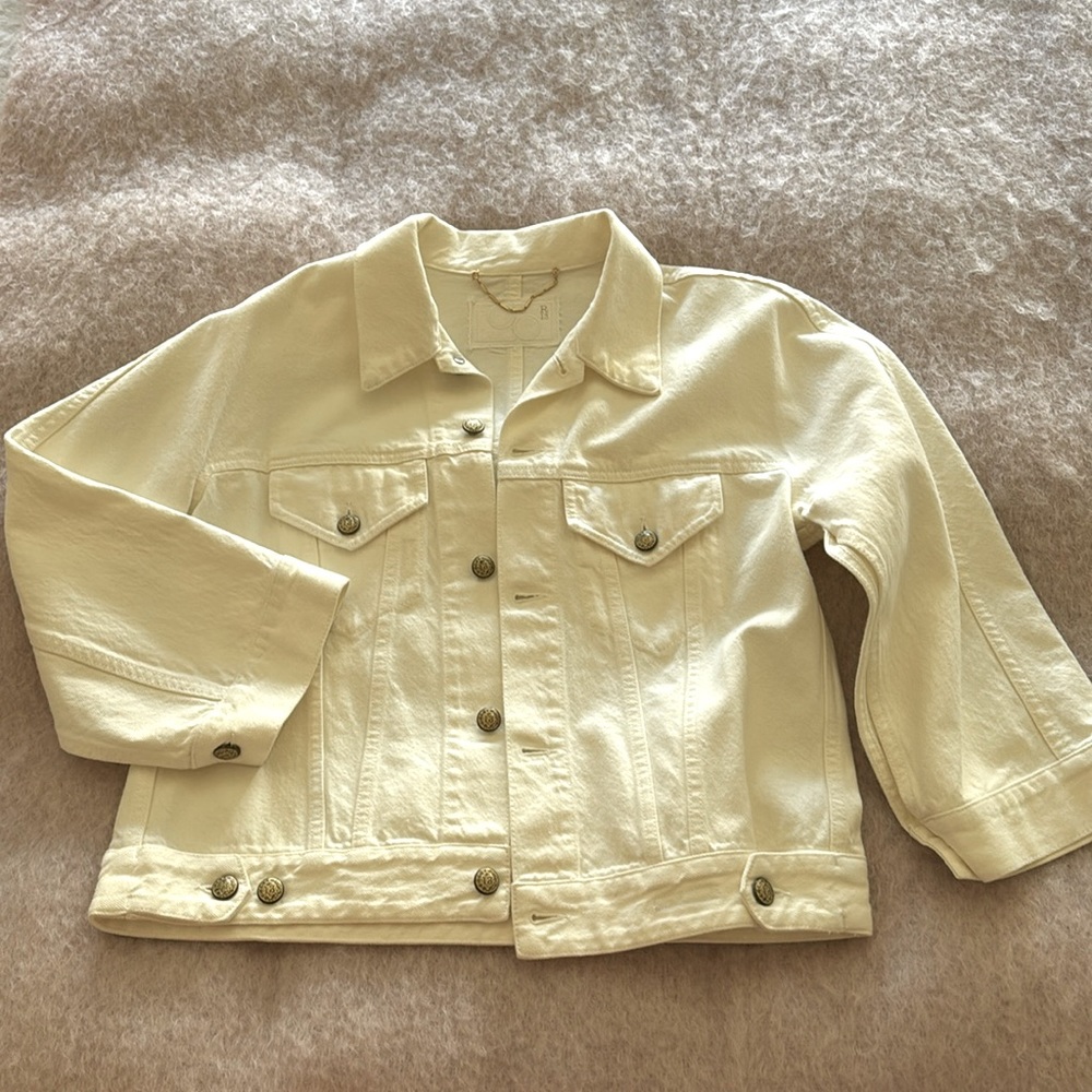 R13 Ports 1961 collab antique white cropped denim jacket